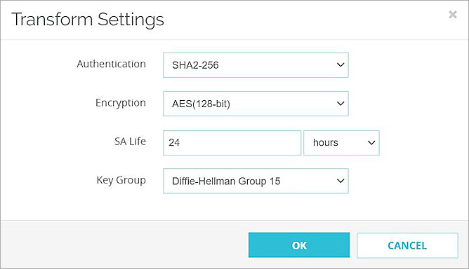 Screen shot of the Transform Settings dialog box